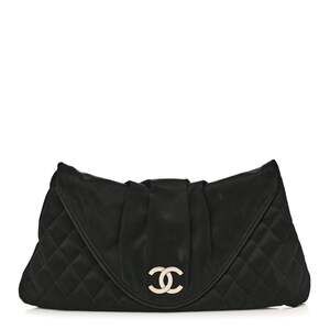 Chanel Satin Quilted Flap Clutch Black #223068C14B